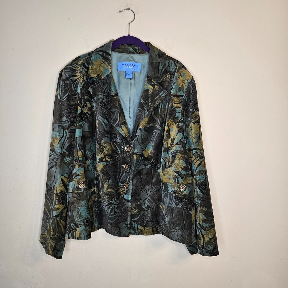 Women's Doncaster Sport Velveteen Jacket Blazer Floral Multicolor Size 20W